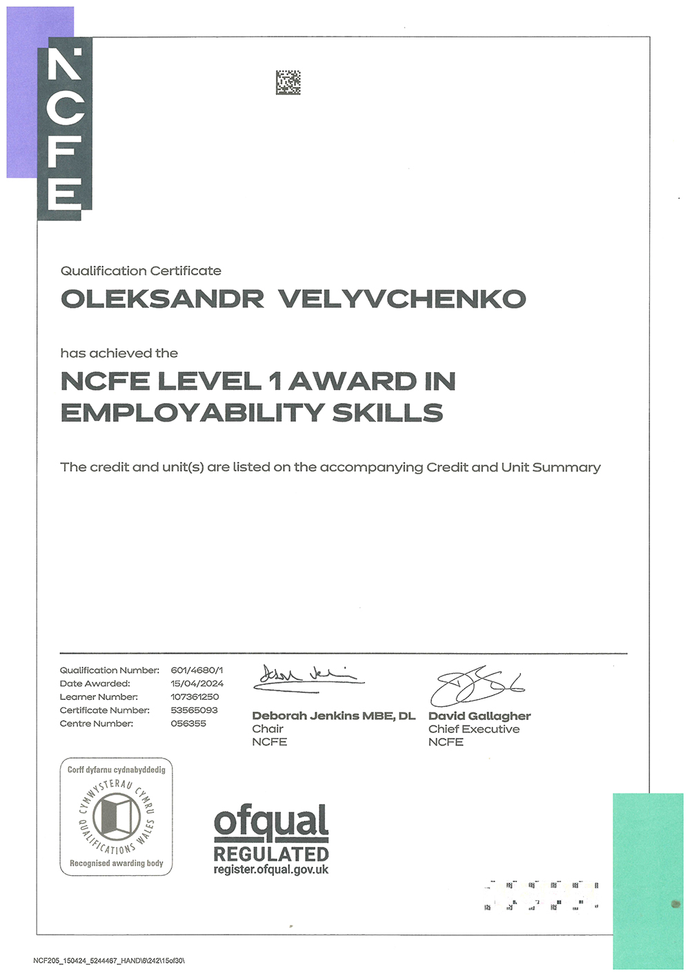NCFE Level 1 Award in Employability Skills
